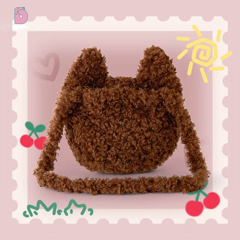 Duoai Retro Puppy Plush Crossbody Bag – Cute Vintage Gift (11.8" × 13.8")