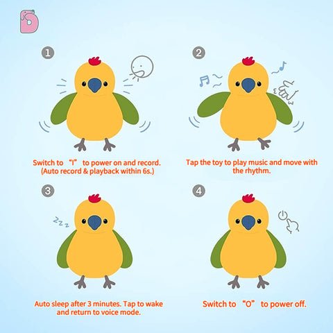 Duoai Interactive Musical Bird Toy Keychain – 4.7" (12cm), Rechargeable