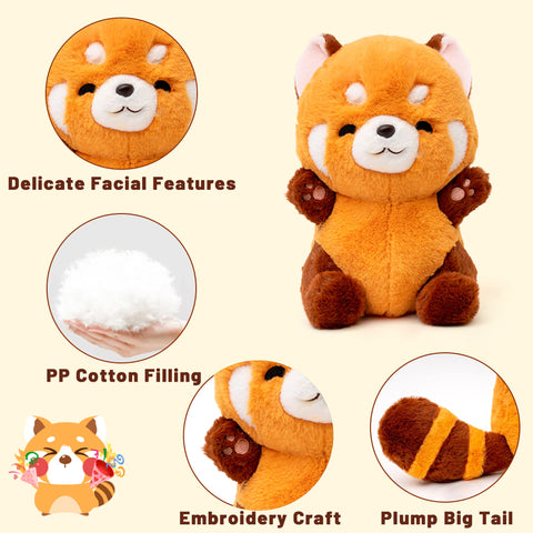 Duoai Red Panda Plush – Choose Round or Smiling Eyes, 9" & 13.7" Sizes Duoai Plush