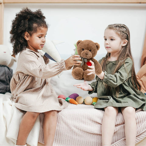 🧸 Duoai Teddy Bear with Heart – 11.4" & 15" Cute Brown Plush Stuffed Animal, Soft Valentine Gift for Girlfriend, Boyfriend & Kids - Duoai Plush