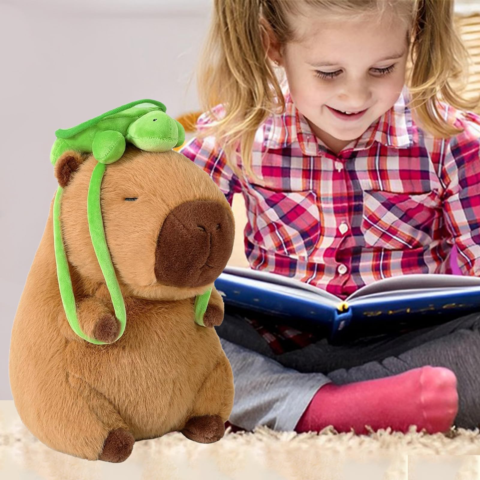 🐾 Duoai Capybara Plush – 9" & 13" Kawaii Soft Stuffed Animal with Turtle Backpack | Perfect Gift for Kids, Boys, Girls & Adults - Duoai Plush