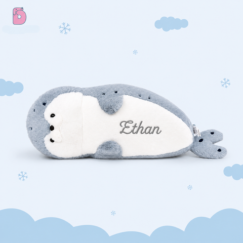 Personalized Giant Seal Plush – Custom Name Embroidered Hug Pillow