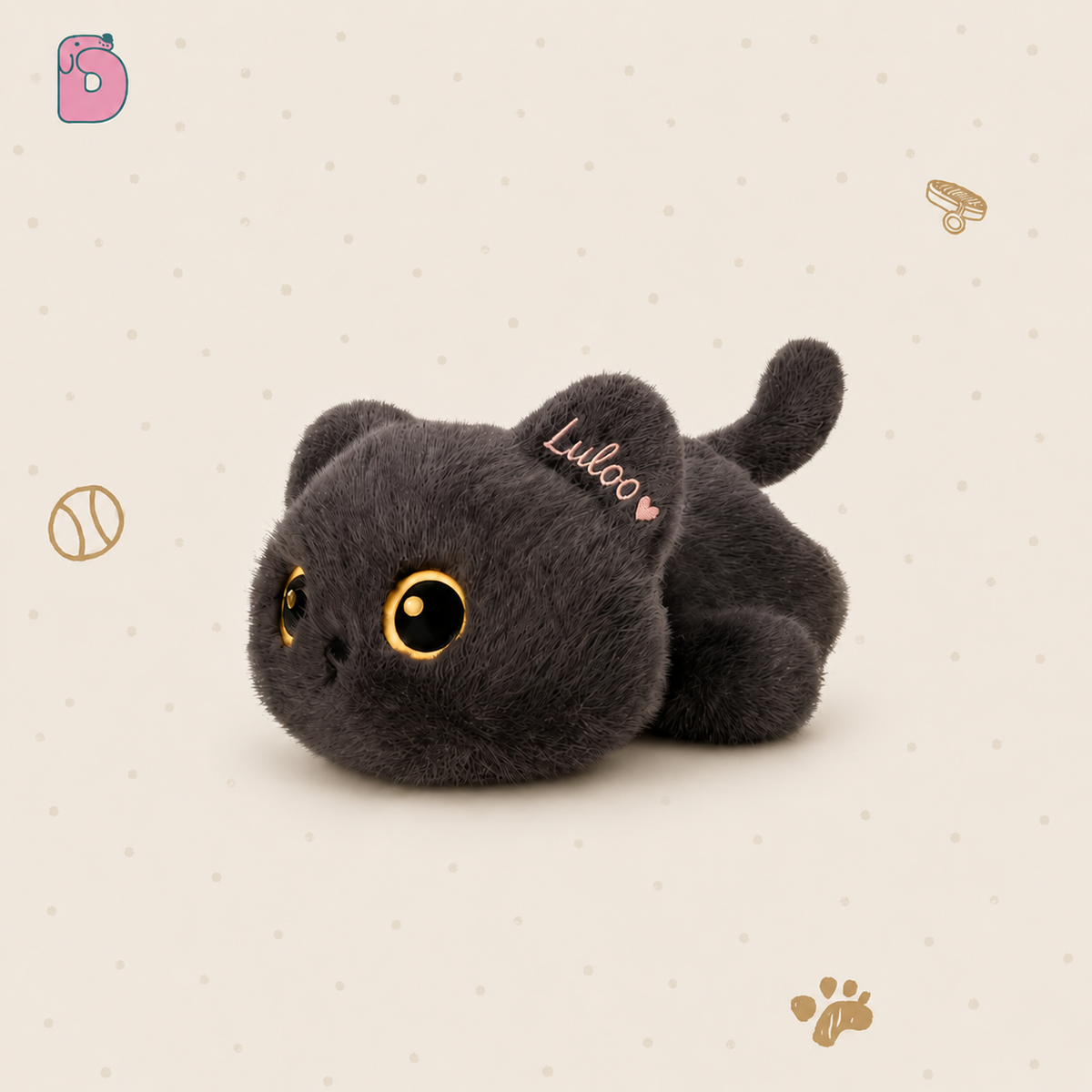Personalized Duoai Original Cat Plush – Custom Embroidered Name Gift