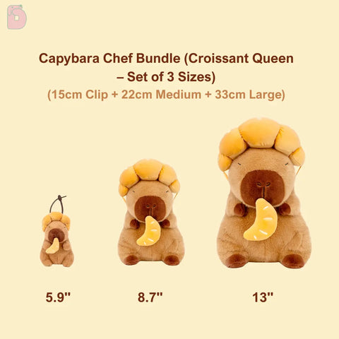 Duoai Capybara Croissant Queen Plush – 8.7in & 13in Sitting Toy - Duoai Plush