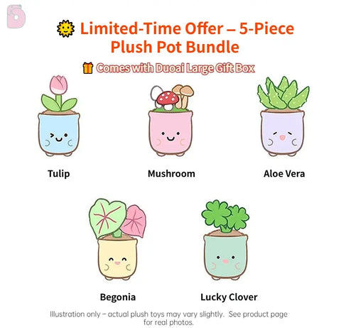 Duoai Plant Plush Collection – Original Hand-Drawn Flower & Leaf Pots for Desk & Gifting Duoai Plush