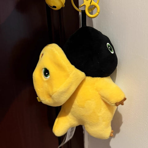 Grumpy Dragon Plush Keychain – 13cm / 5.1in Black-Face & Beaten-Up NaiLong, Cute Backpack Charm & Gift Duoai Plush