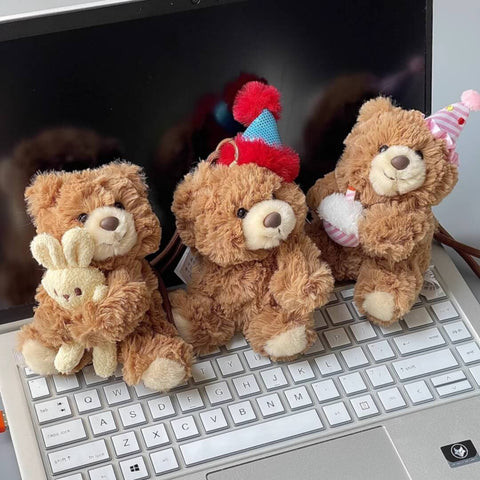 Duoai Birthday Hat Plush Keychain – Bear & Bunny 4.7" Duoai Plush