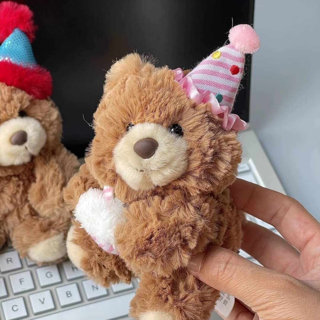 Duoai Birthday Hat Plush Keychain – Bear & Bunny 4.7" Duoai Plush
