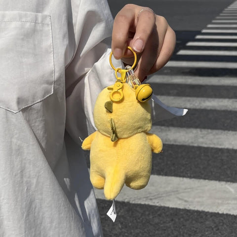 Grumpy Dragon Plush Keychain – 13cm / 5.1in Black-Face & Beaten-Up NaiLong, Cute Backpack Charm & Gift Duoai Plush