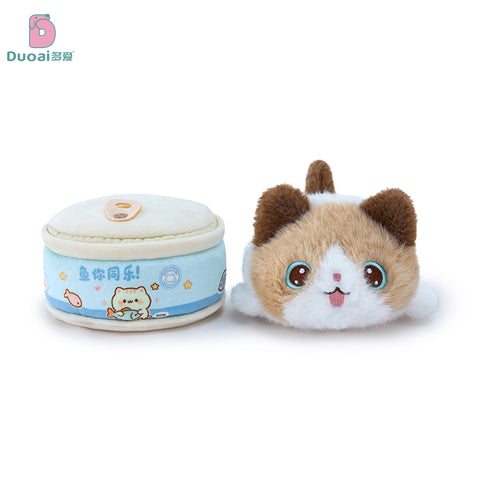 Duoai Original Canned Cat Plush Keychain – Cute Kitty Bag Charm Kawaii Gift Collection