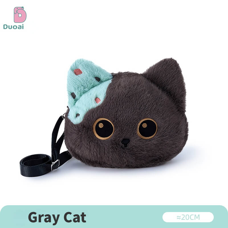 Duoai Original Cat Plush Crossbody Bag – Kawaii Cat Shoulder Bag Cute Plush Purse Collection
