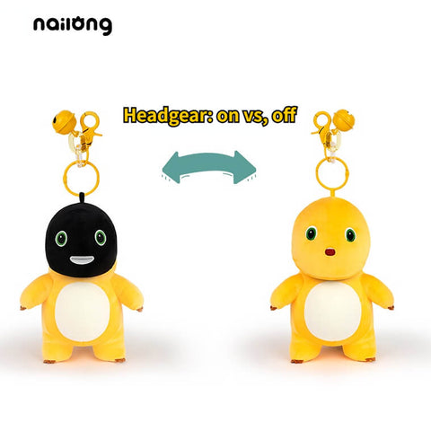 Grumpy Dragon Plush Keychain – 13cm / 5.1in Black-Face & Beaten-Up NaiLong, Cute Backpack Charm & Gift Duoai Plush