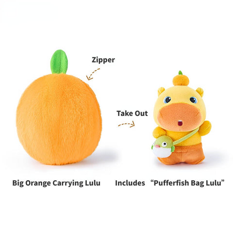 Duoai × Capybara Lulu Pufferfish Bag Plush Pendant – Cute Kawaii Animal Bag Charm Gift