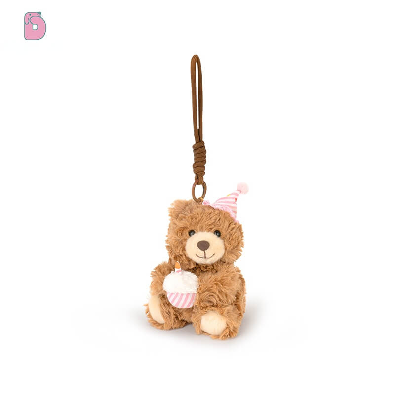 Duoai Birthday Hat Plush Keychain – Bear & Bunny 4.7" Duoai Plush