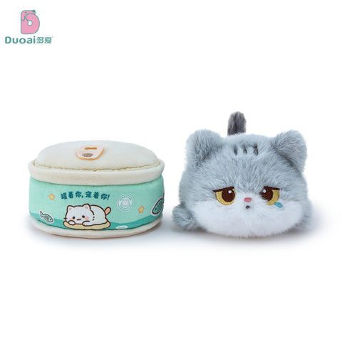 Duoai Original Canned Cat Plush Keychain – Cute Kitty Bag Charm Kawaii Gift Collection