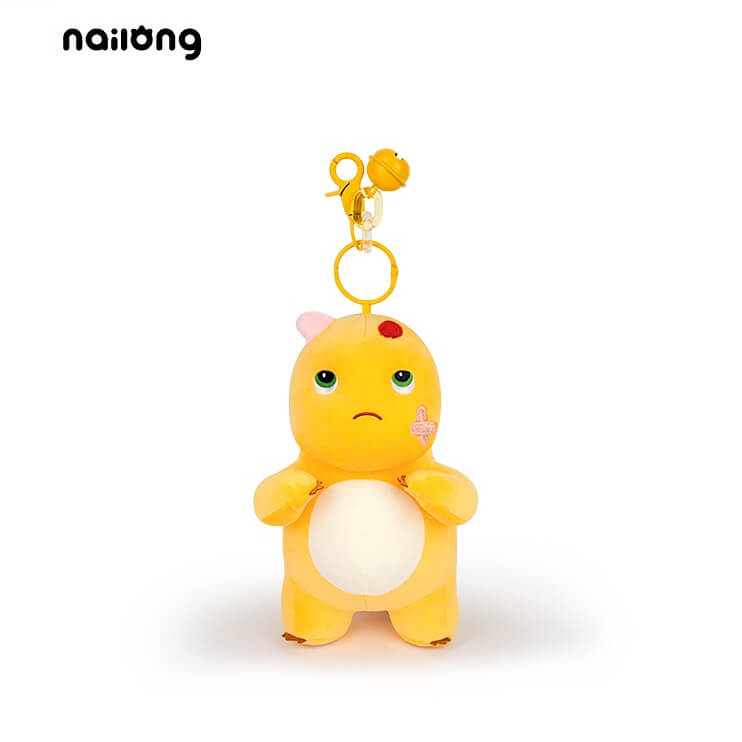 Grumpy Dragon Plush Keychain – 13cm / 5.1in Black-Face & Beaten-Up NaiLong, Cute Backpack Charm & Gift Duoai Plush