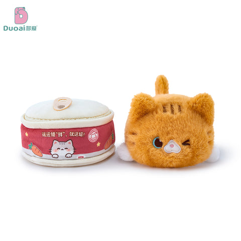 Duoai Original Canned Cat Plush Keychain – Cute Kitty Bag Charm Kawaii Gift Collection