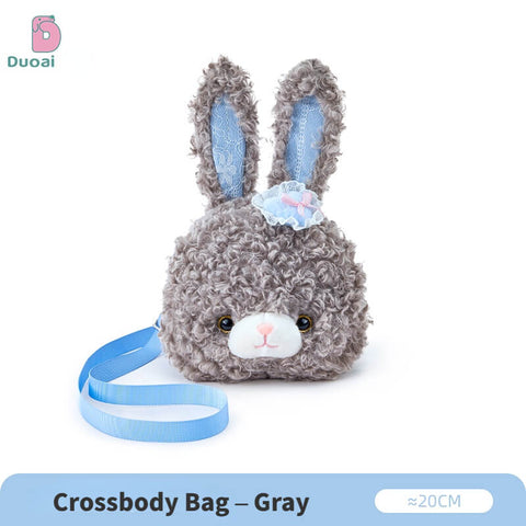 Duoai Original Curly Bunny Plush Backpack – Kawaii Bunny Crossbody Bag Cute Gift Collection