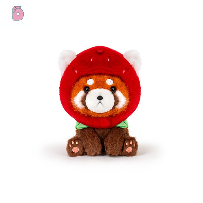 Duoai Red Panda Plush – 4.7" Desk Buddy with Cute Hoodie (Strawberry, Ghost, Apple & Paper Bag Duoai Plush