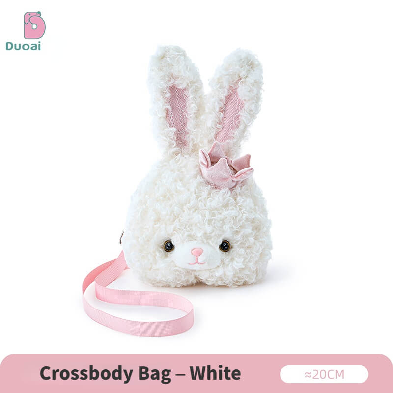 Duoai Original Curly Bunny Plush Backpack – Kawaii Bunny Crossbody Bag Cute Gift Collection