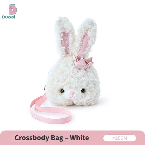 Duoai Original Curly Bunny Plush Backpack – Kawaii Bunny Crossbody Bag Cute Gift Collection