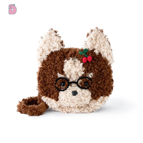 Duoai Retro Puppy Plush Crossbody Bag – Cute Vintage Gift (11.8" × 13.8")