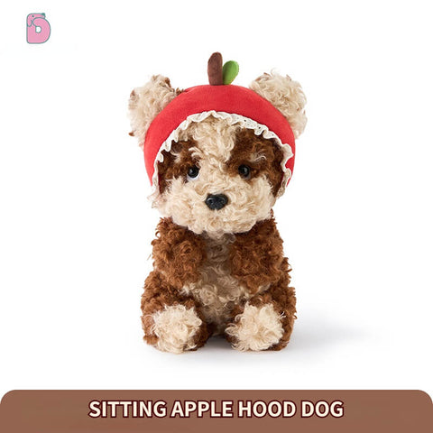 Duoai Retro Dog Plush Toy – Cute Healing Companion Gift (Sitting 11" / Lying 13.8")
