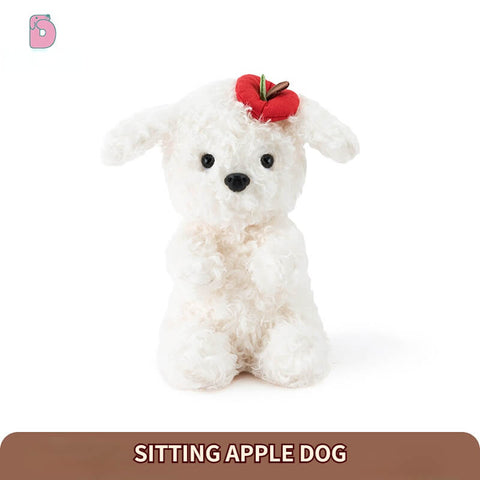 Duoai Retro Dog Plush Toy – Cute Healing Companion Gift (Sitting 11" / Lying 13.8")