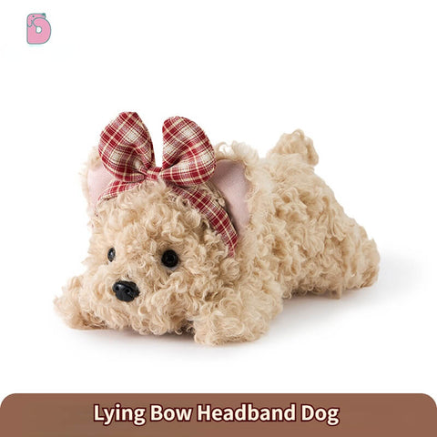 Duoai Retro Dog Plush Toy – Cute Healing Companion Gift (Sitting 11" / Lying 13.8")