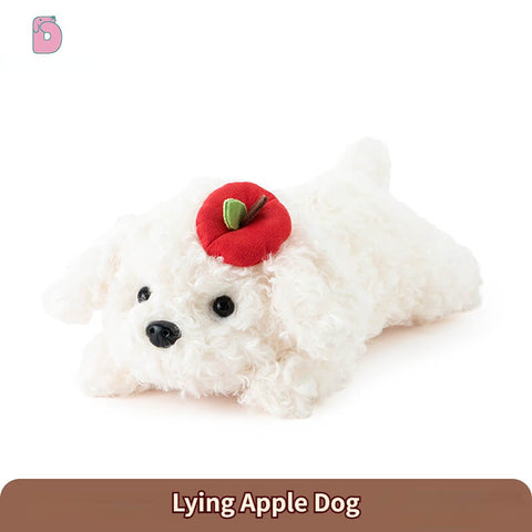 Duoai Retro Dog Plush Toy – Cute Healing Companion Gift (Sitting 11" / Lying 13.8")