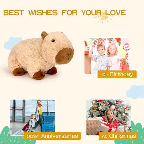Duoai Plush Giant Capybara Stuffed Animal – Soft Furry Plush Pillow, Cuddly Toy for Kids, Perfect Birthday Gift (17.7 Inches) Duoai Plush